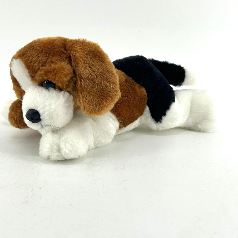 Aurora Beagle Plush Stuffed Animal Dog Tri-Color Puppy Toy 9 Inch Lying Down